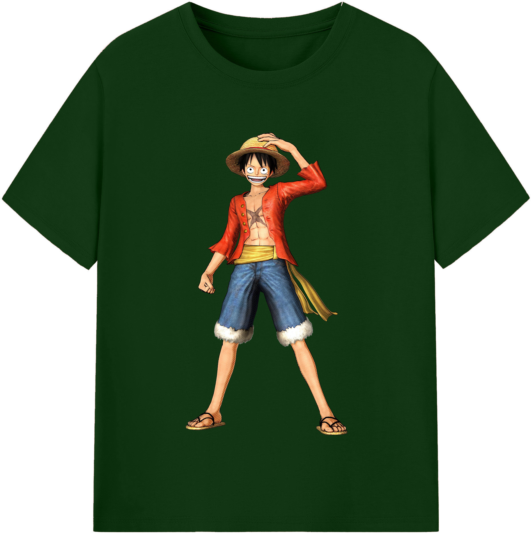 ワンピース モンキー・D・ルフィ ONE PIECE Monkey D. Luffy 綿100％半袖Tシャツ（フロントプリント）